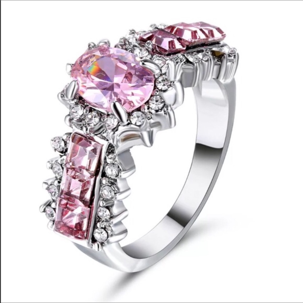 Pink Cubic Zirconia White Gold Ring